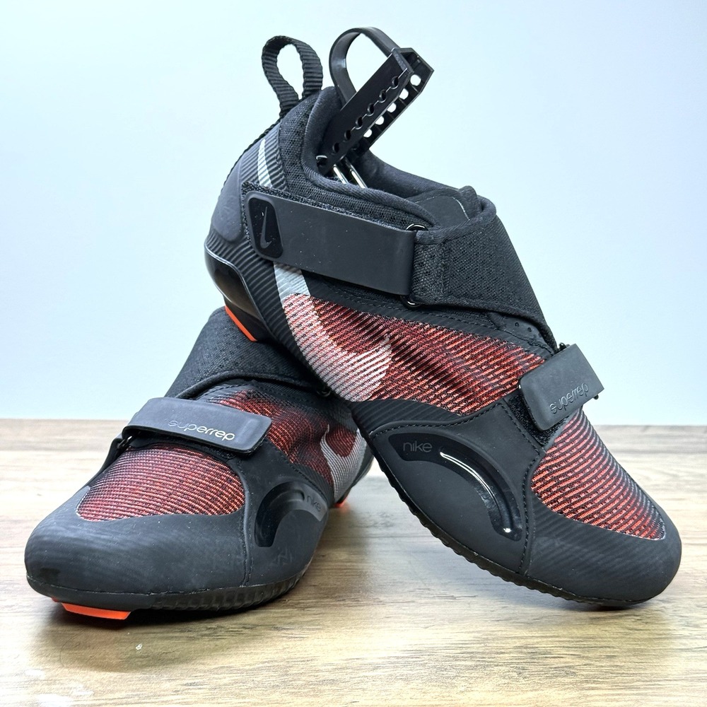 Nike SuperRep Cycling Shoes Women's 7 Black Orange Double Strap Spin Biking